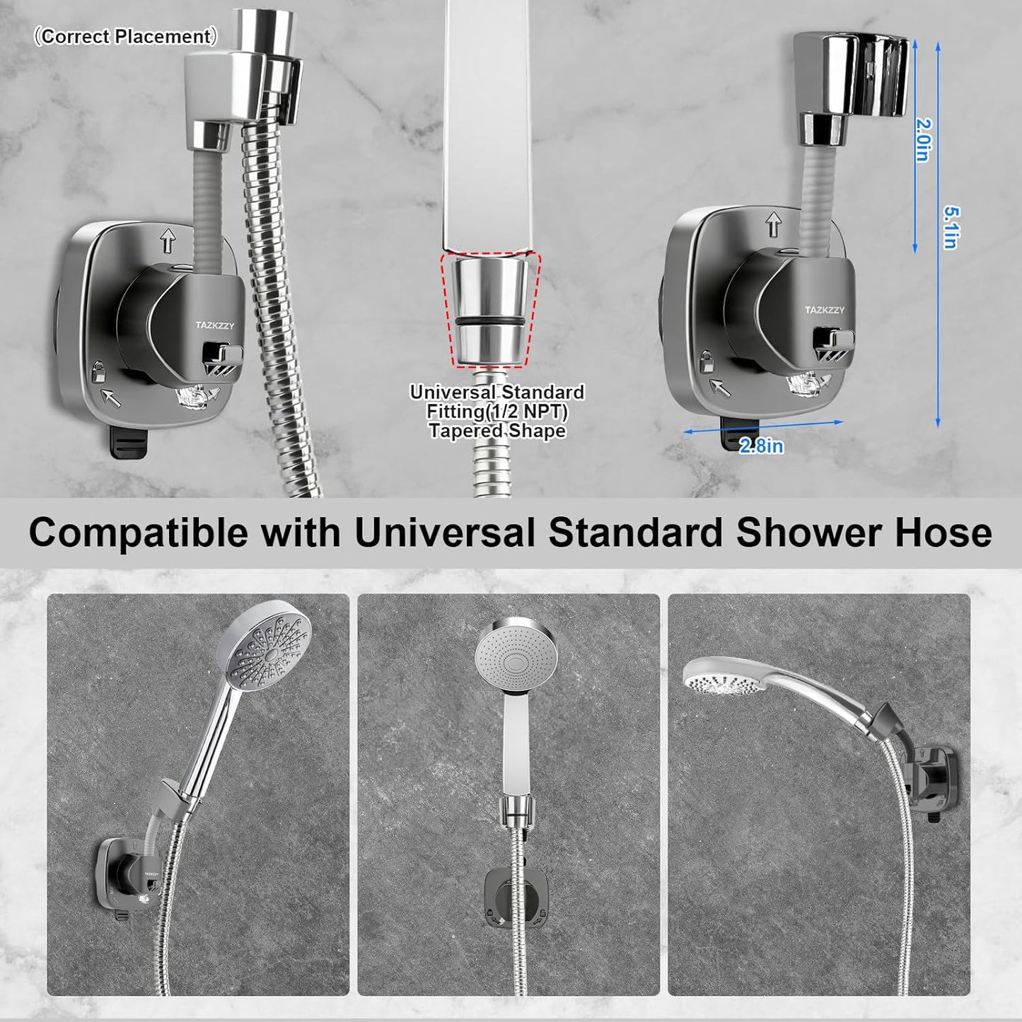 Soporte cabezal ducha ventosa ajustable 360 grados