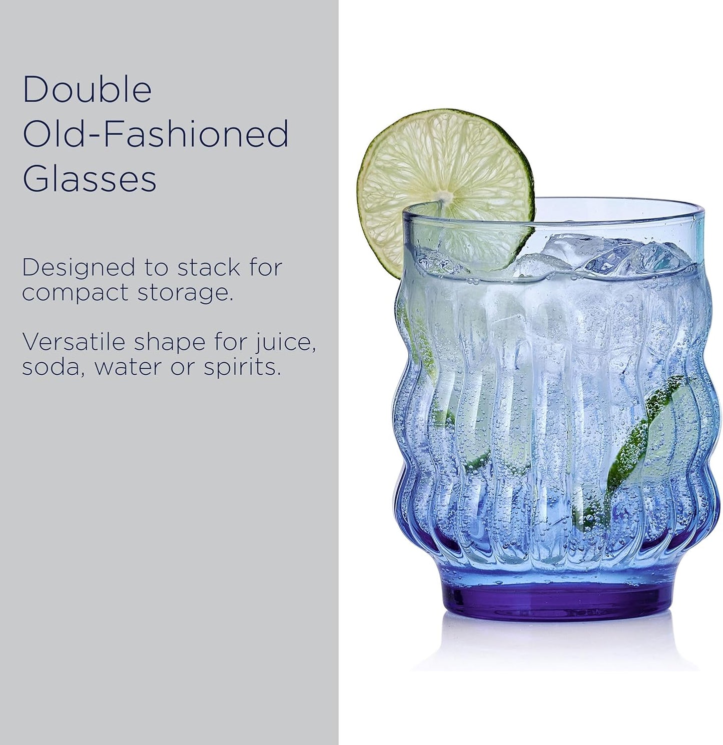 Vasos apilables Mikasa Waves 12.5oz color azul set 4