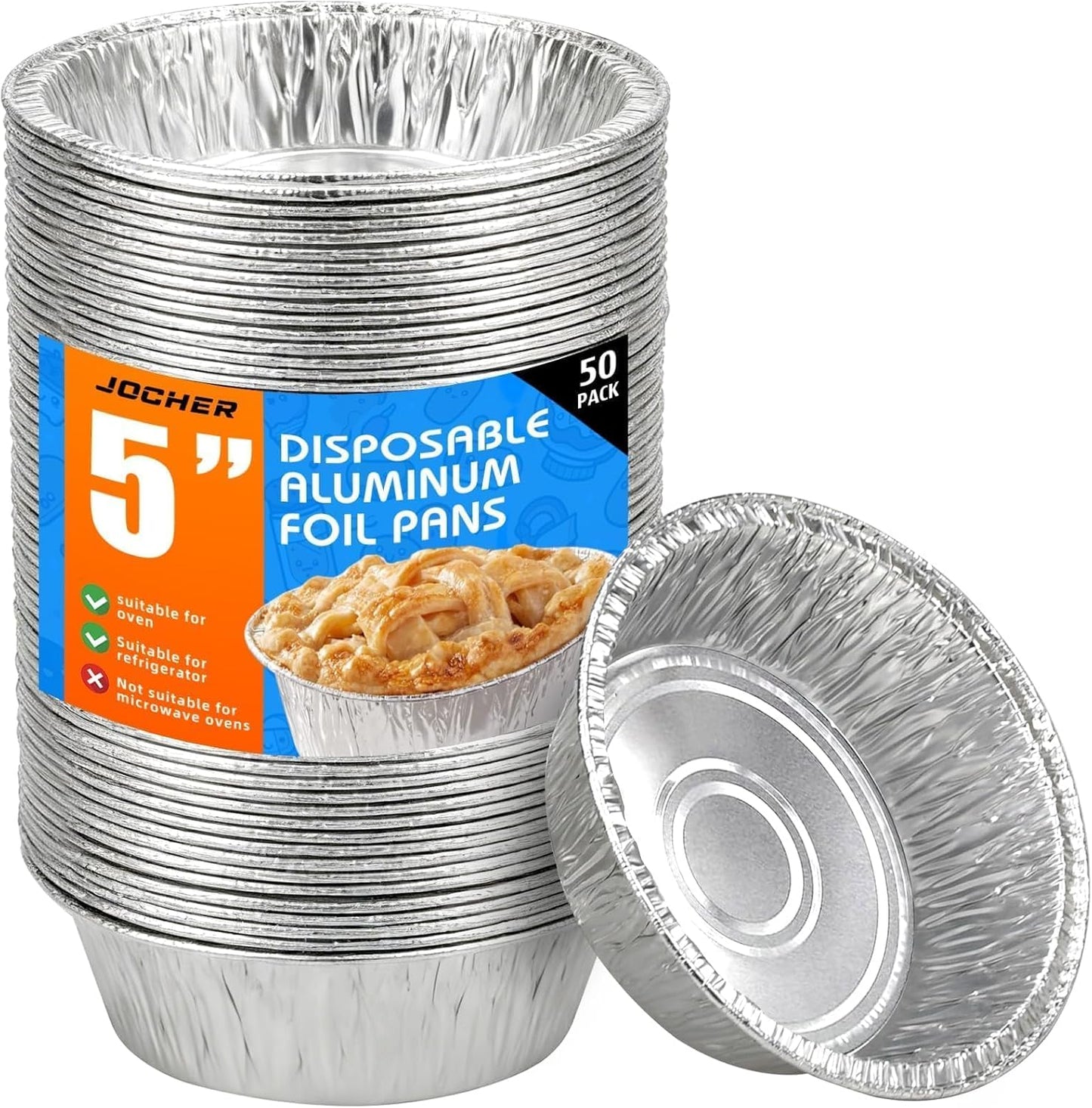 Paquete de 50 mini moldes para tartas de aluminio desechable