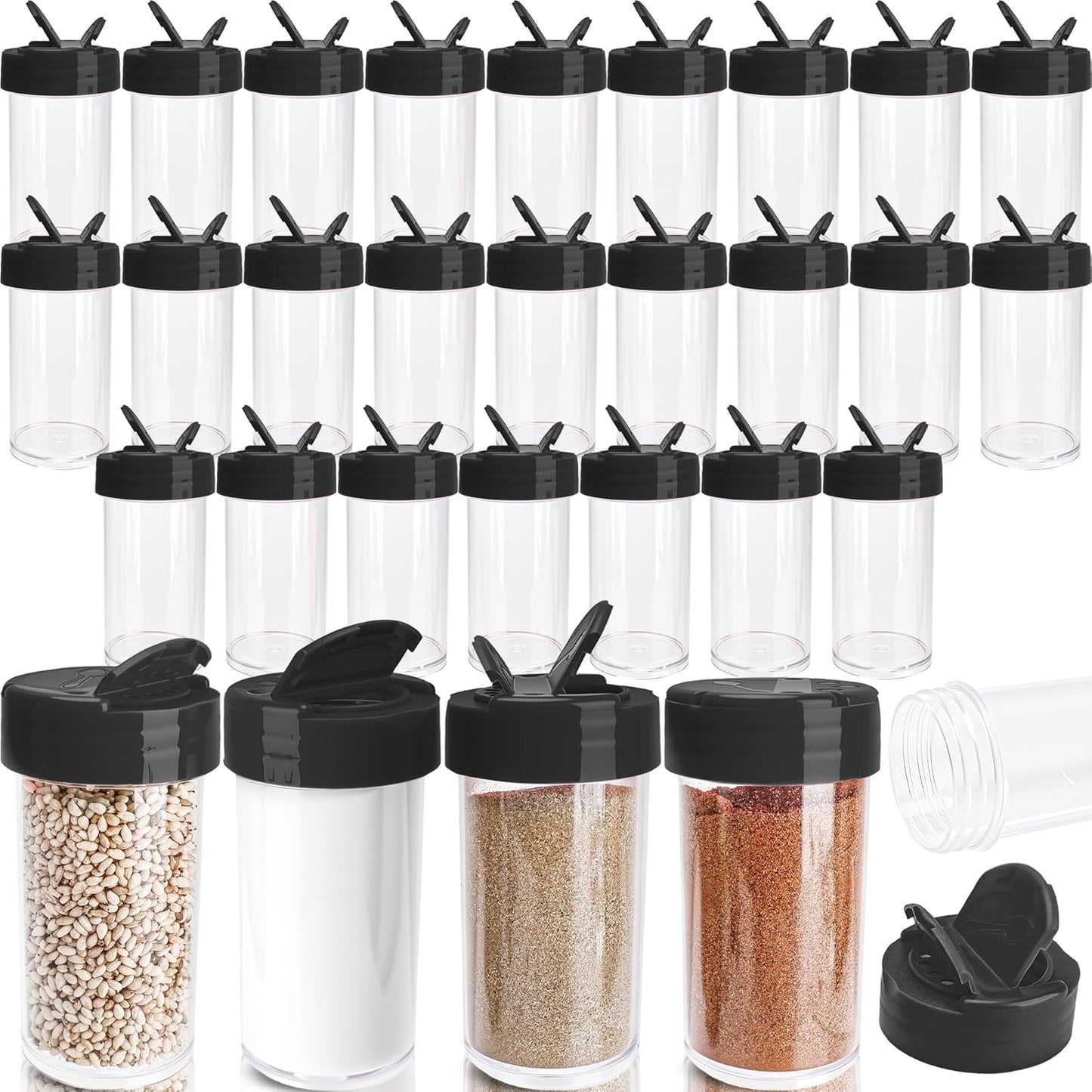 Pack 30 Tarros Plástico 2oz Con Tapas Transparentes Para Especias