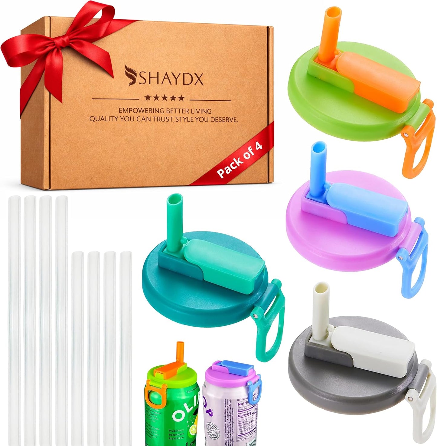 Tapas latas soda set 4 reutilizables con pajitas
