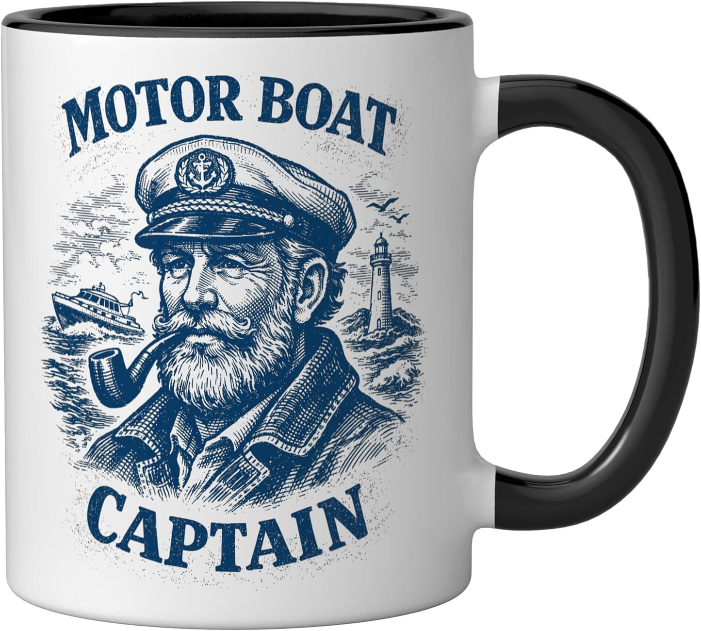 Taza Cerámica Capitán Barco Negro/Blanco