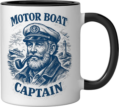 Taza Cerámica Capitán Barco Negro/Blanco