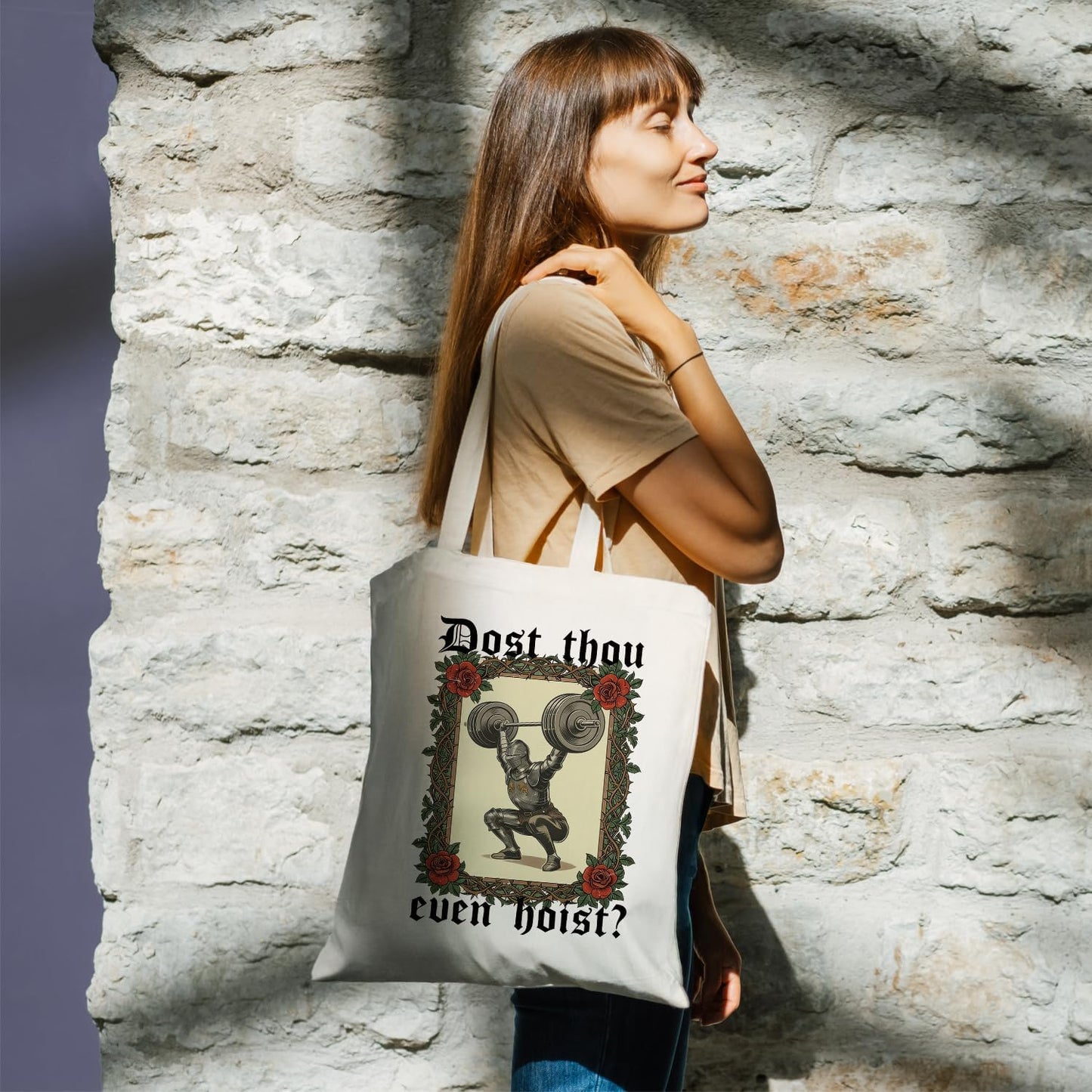 Bolso tote de gimnasio retro para fitness y entrenamiento con tela canvas reutilizable