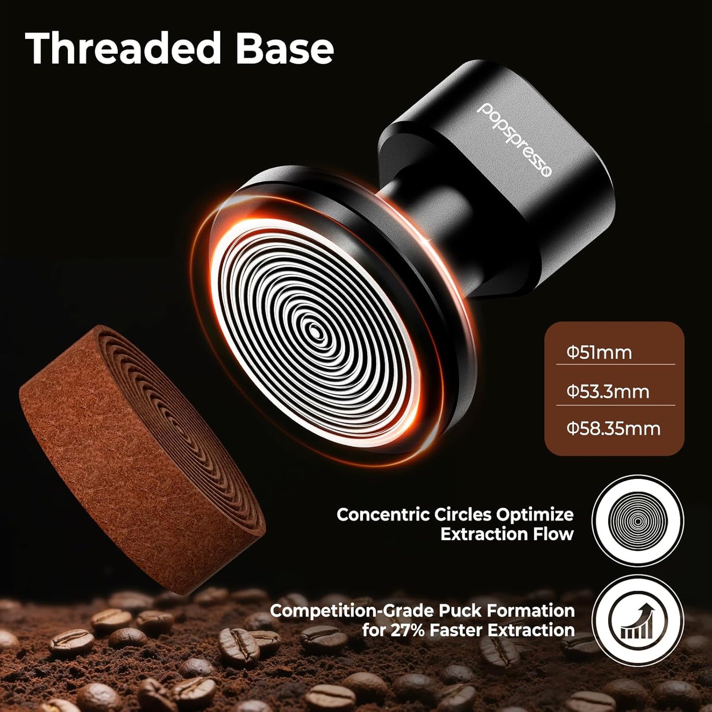Tamper Espresso 58.35mm con Distribuidor Gravedad