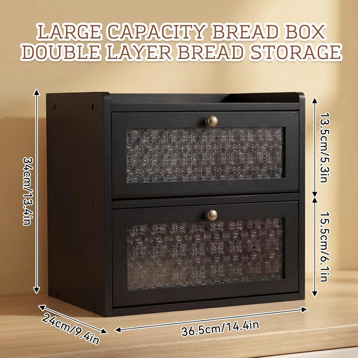Panera vintage de madera 2 capas para encimera cocina