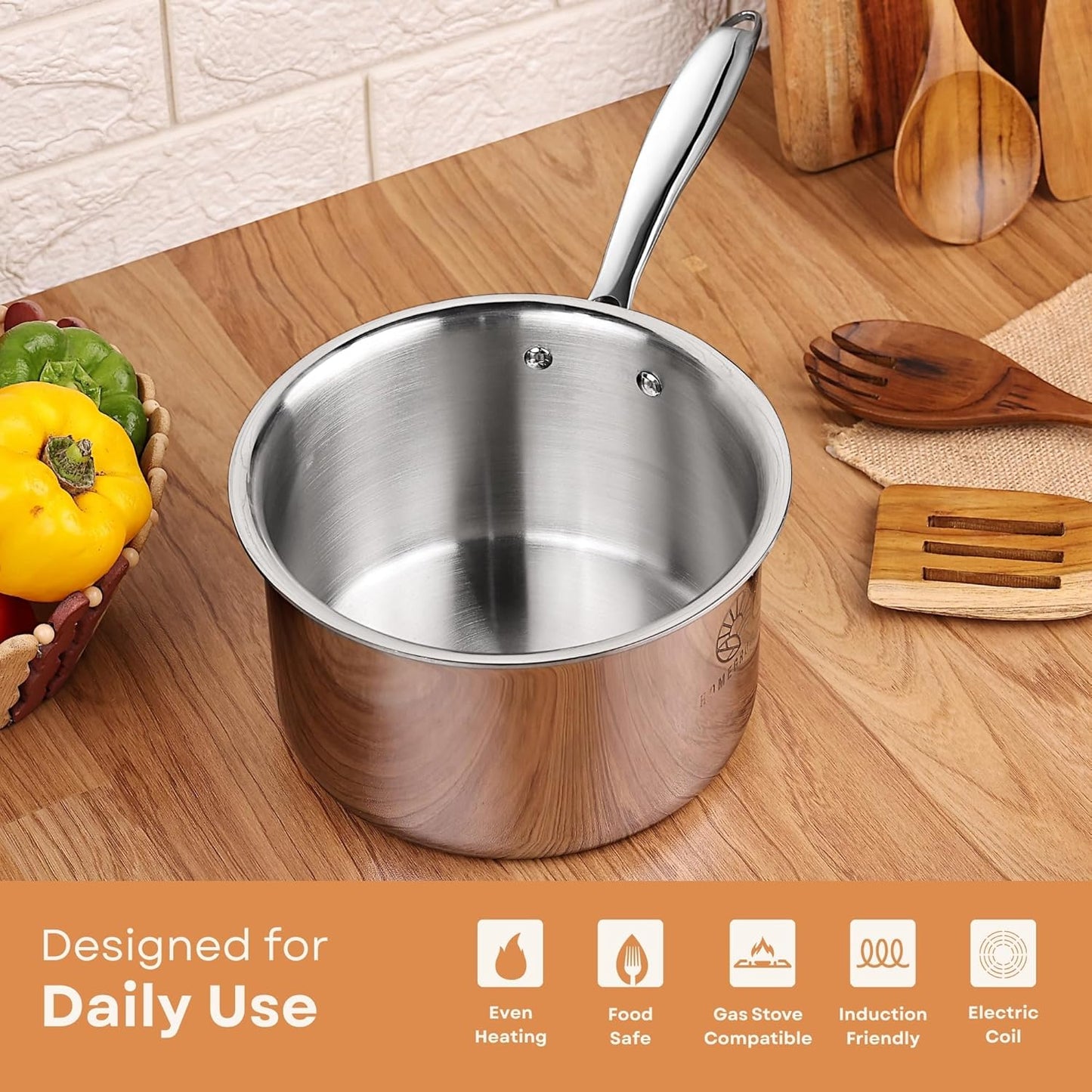 Set 3 Utensilios Acero Inox Sartén Olla Multiusos