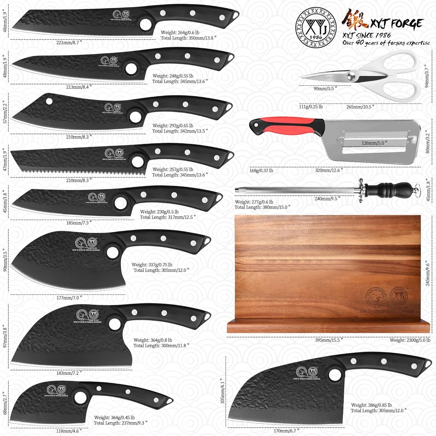 Juego cuchillos cocina bloque magnético madera con accesorios