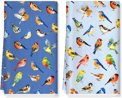 Toallas de cocina con diseño de pájaros, algodón grueso y suave 16.5 x 27.5 pulgadas