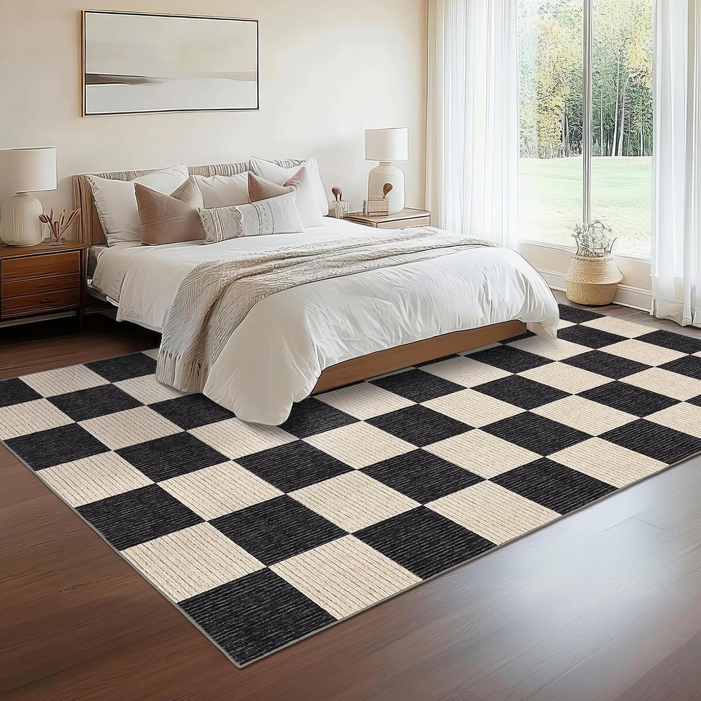 Alfombra lavable 9x12ft cuadros oficina sala resistente manchas