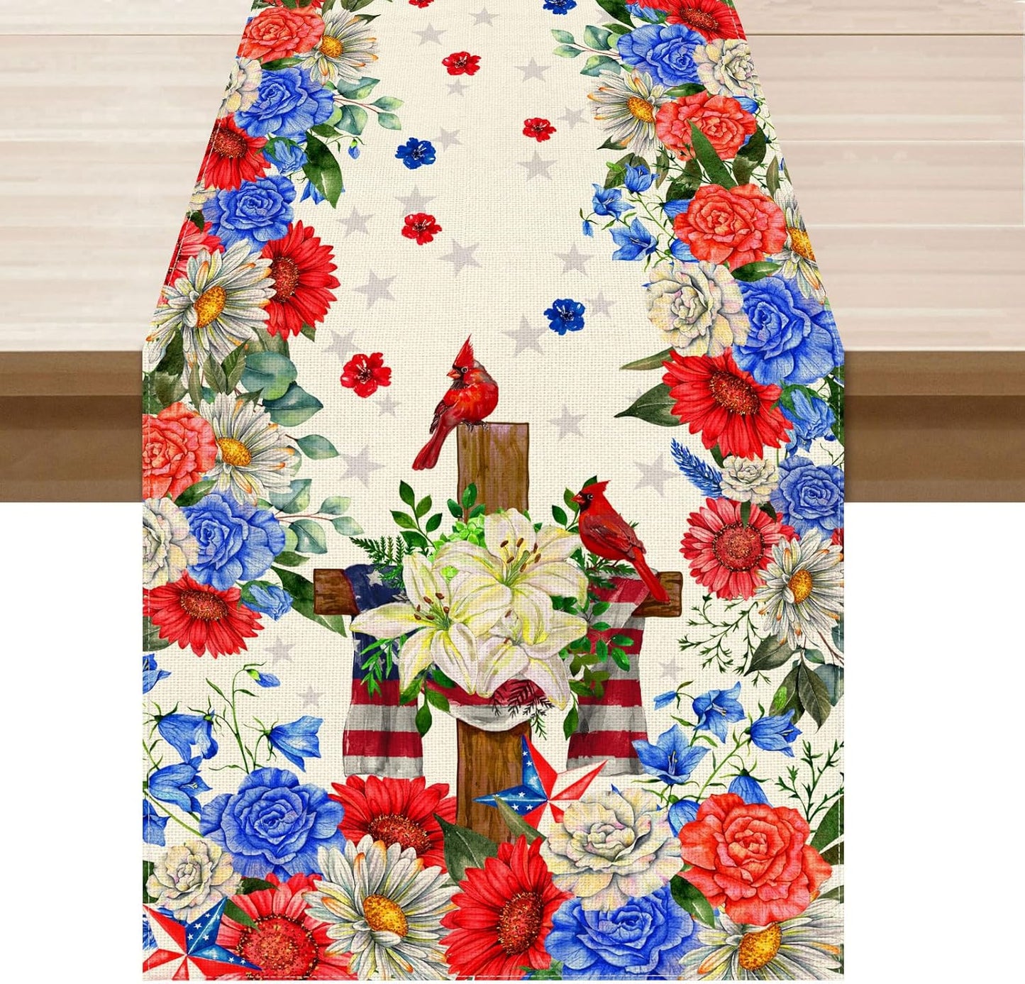 Cruz patriótica colorida 13x72pulg decoración mesa fiesta