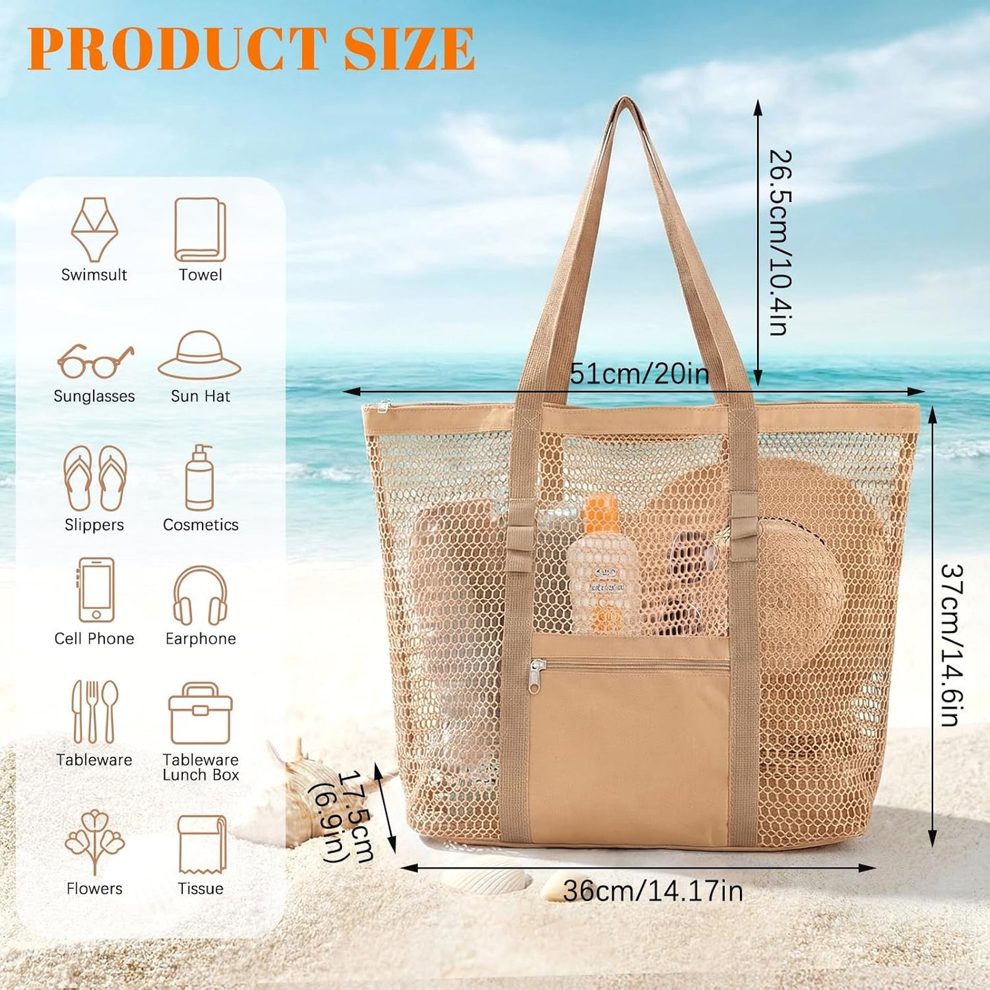 Bolso playa malla para mujer