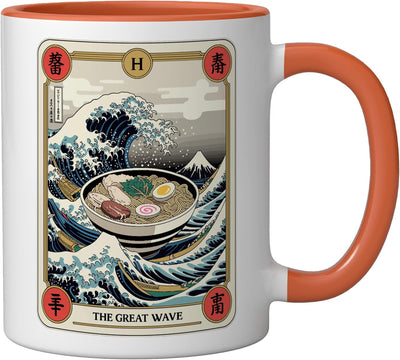 Taza Cerámica Ramen Surfing Tarot Orange/Blanco
