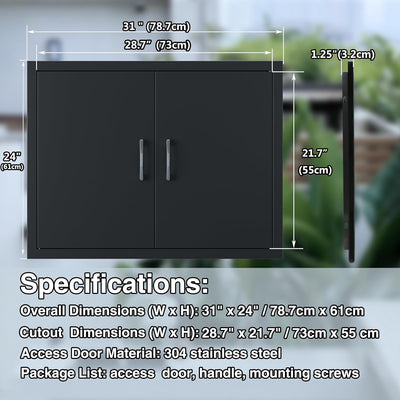 Puerta acceso doble barbacoa 31x24pulg