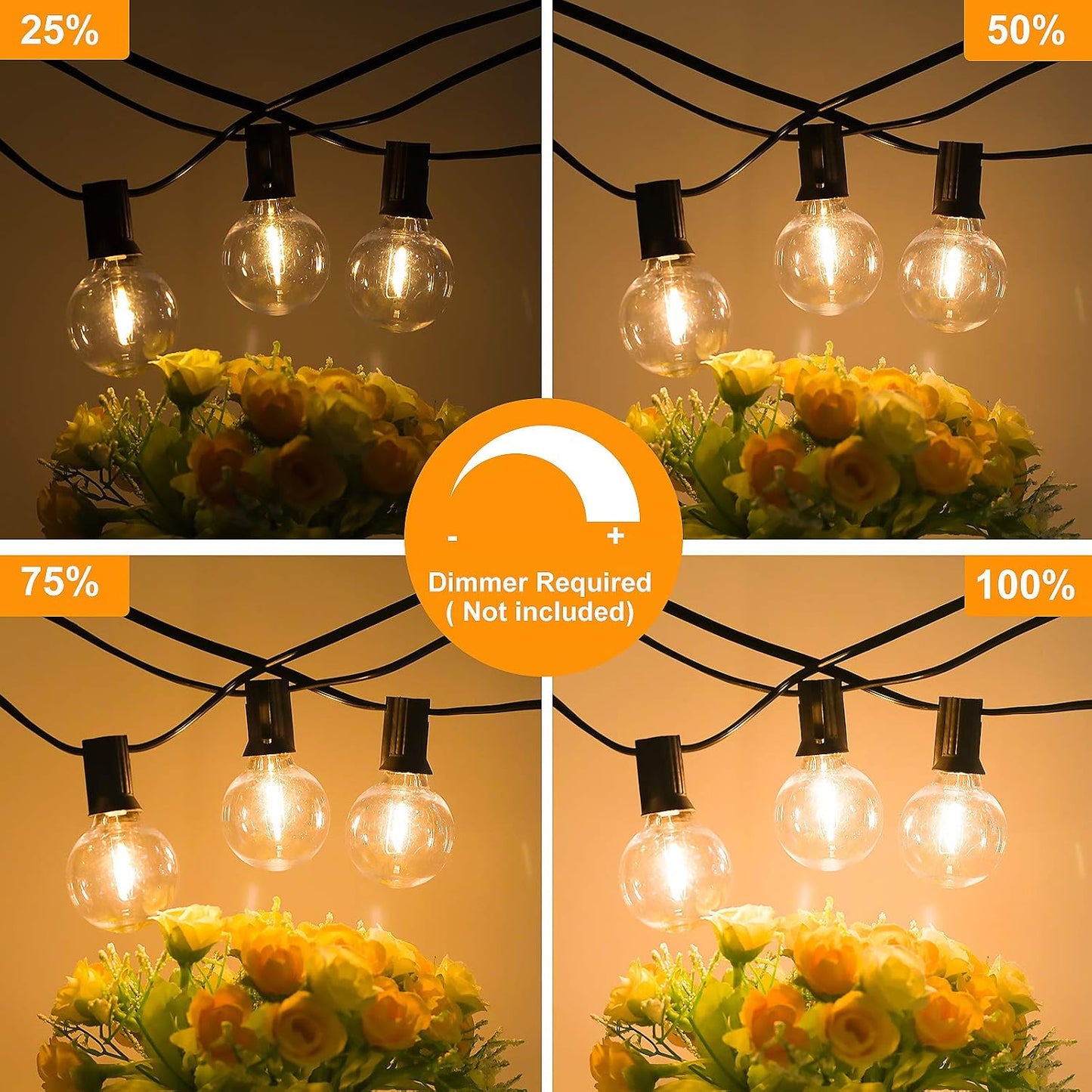 Tira luces LED G40 300pies exteriores regulables impermeables