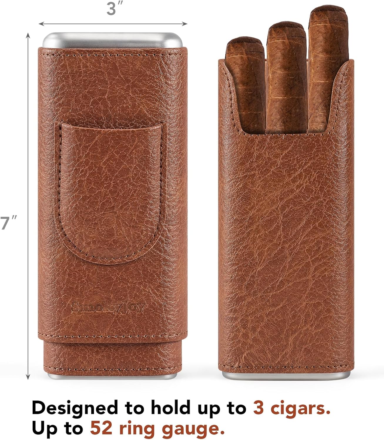 Estuche cuero humidor viaje forro cedro corte V herramientas