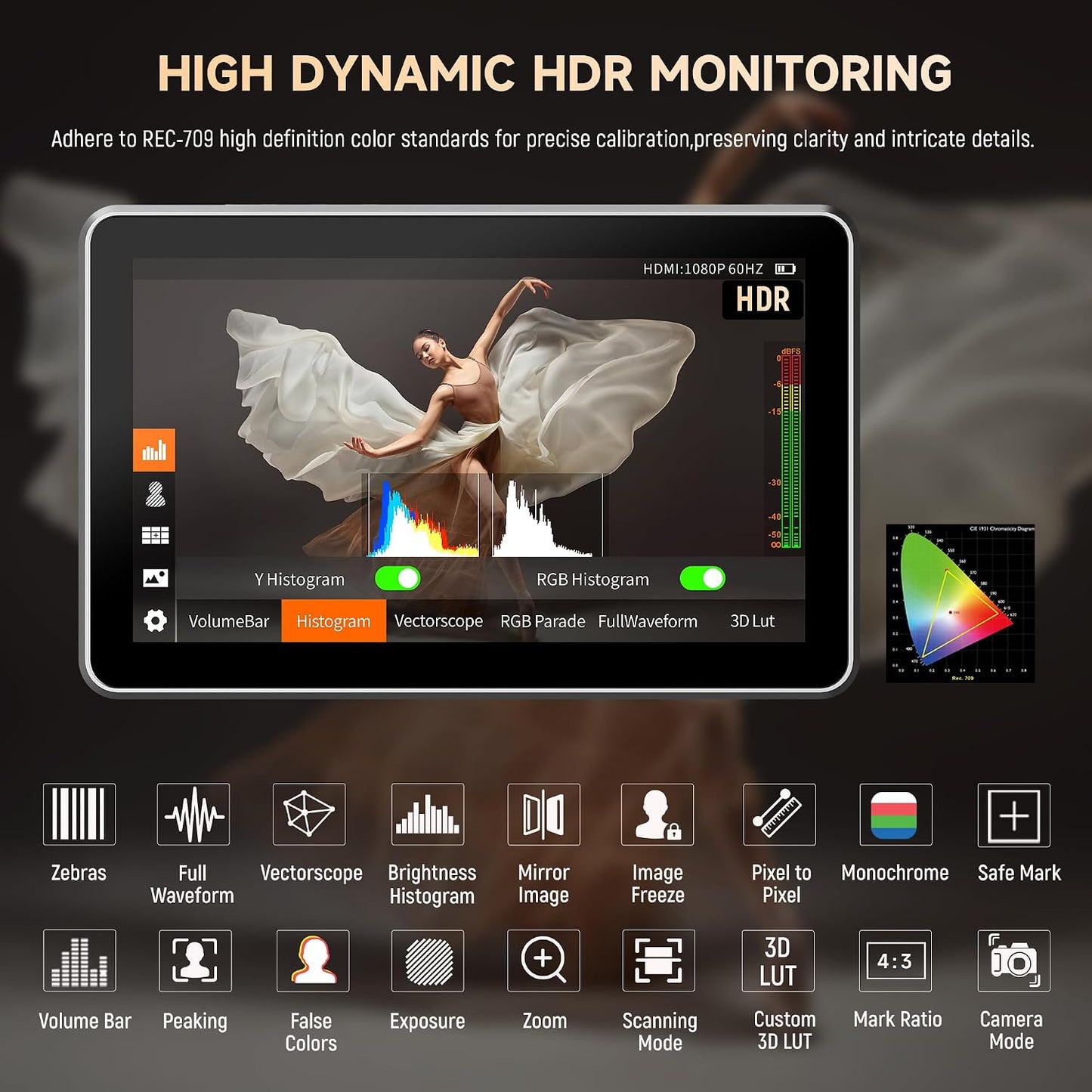 Monitor táctil 6 pulg 4K HDMI