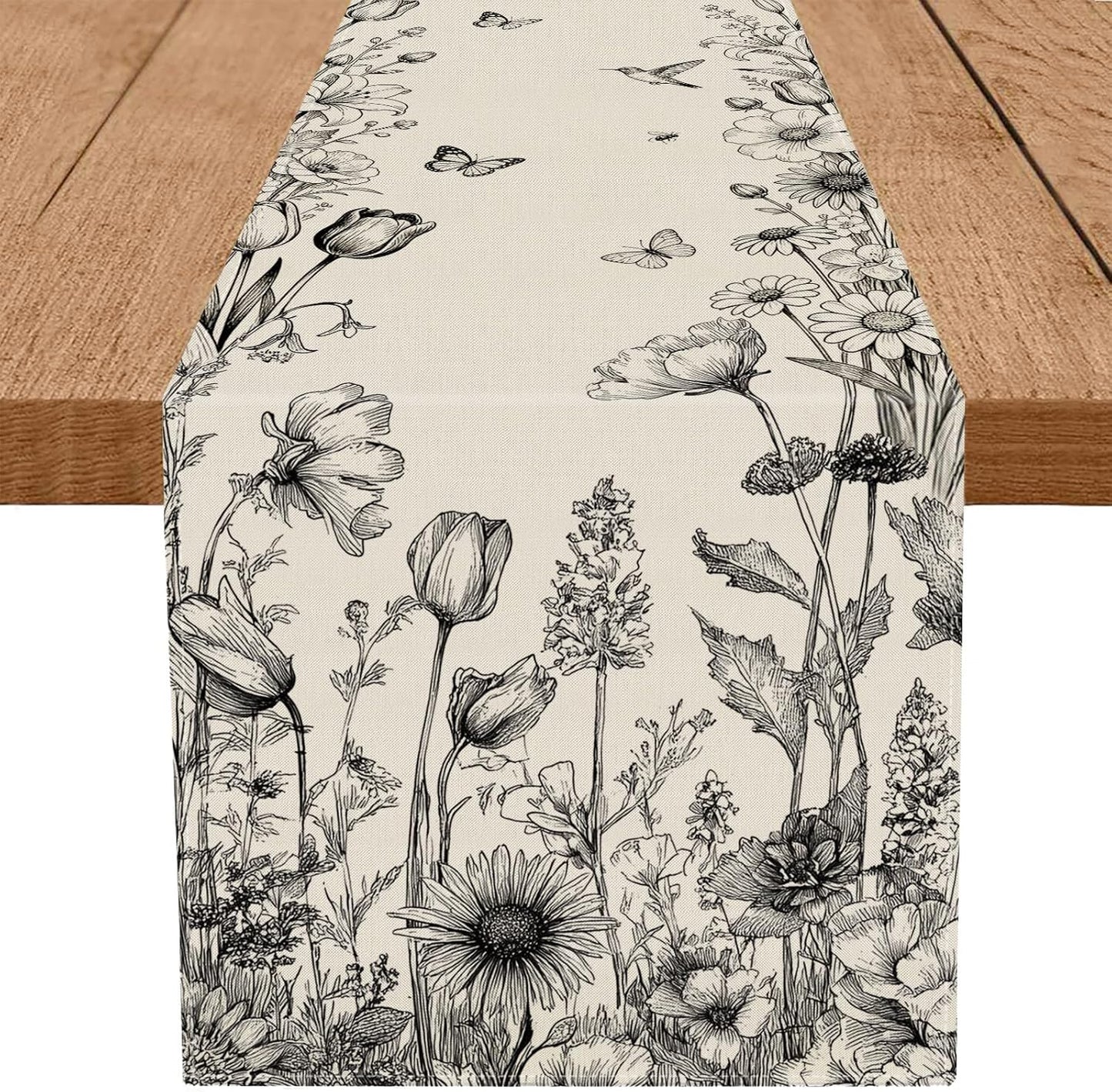 Camino mesa primavera floral vintage 13x72pulg