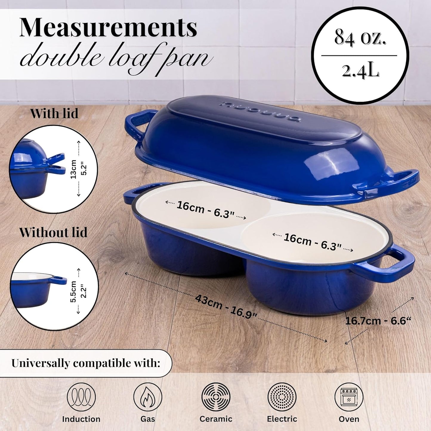 Set Horno Acero Fundido Enamelo Plato Redondo y Molde Pan de Pan