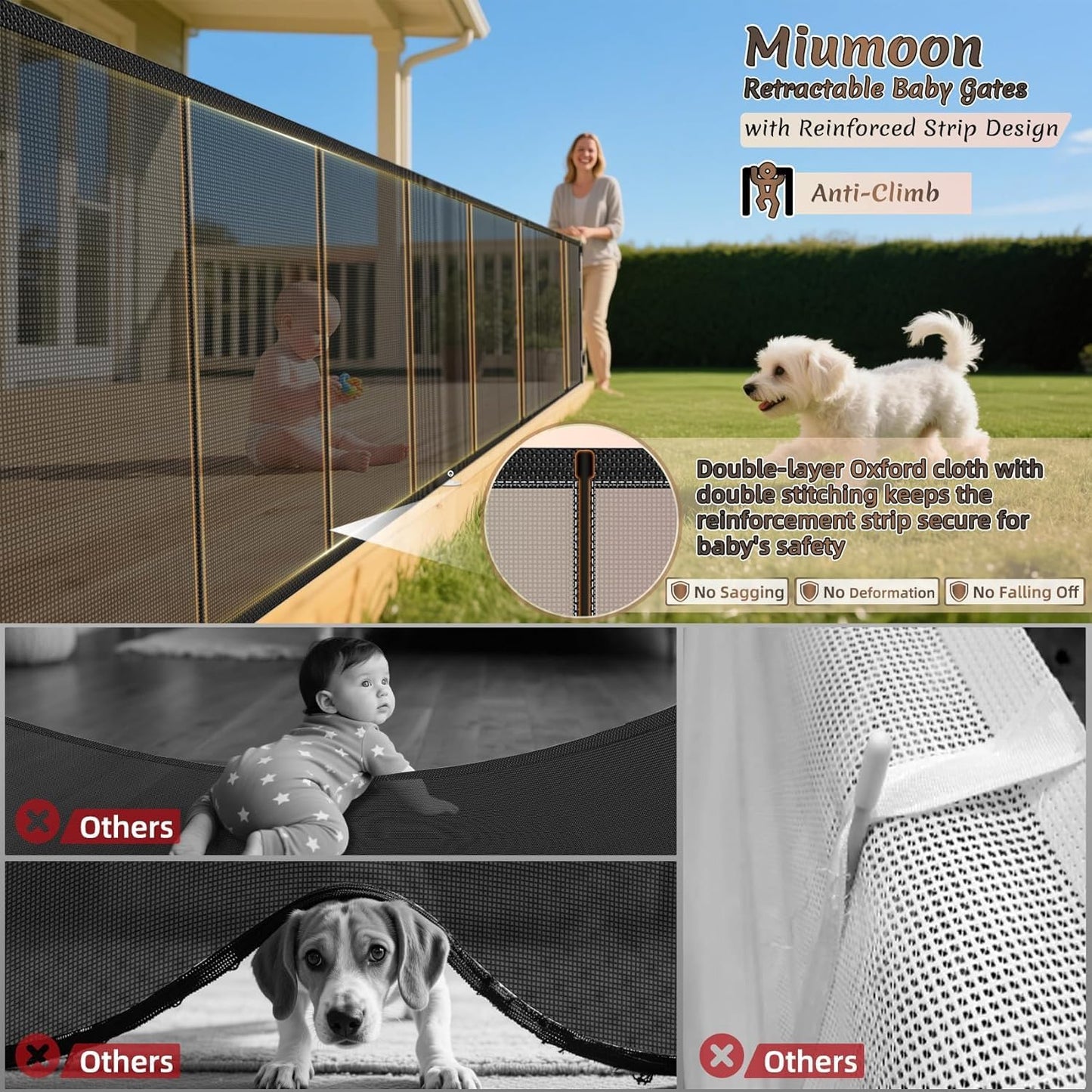 Puerta retráctil para bebés 100pulg ancha 8ft interiores exteriores