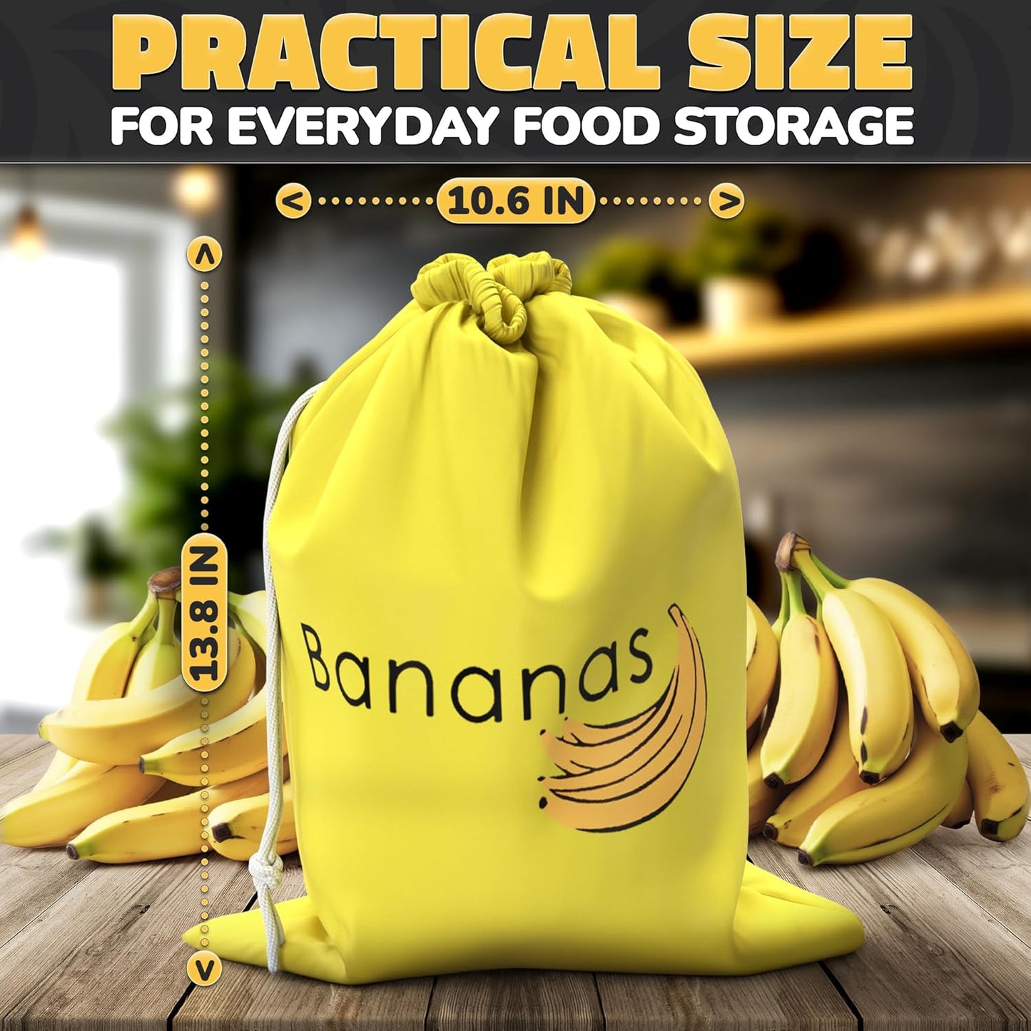 Bolsa almacenamiento plátanos 13.8x10.6pulg nailon reutilizable
