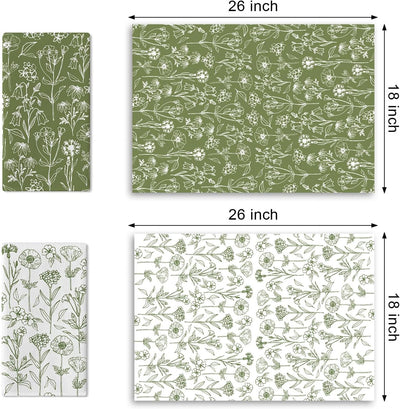 Set 2 Toallas cocina flores verdes 18x26 pulg