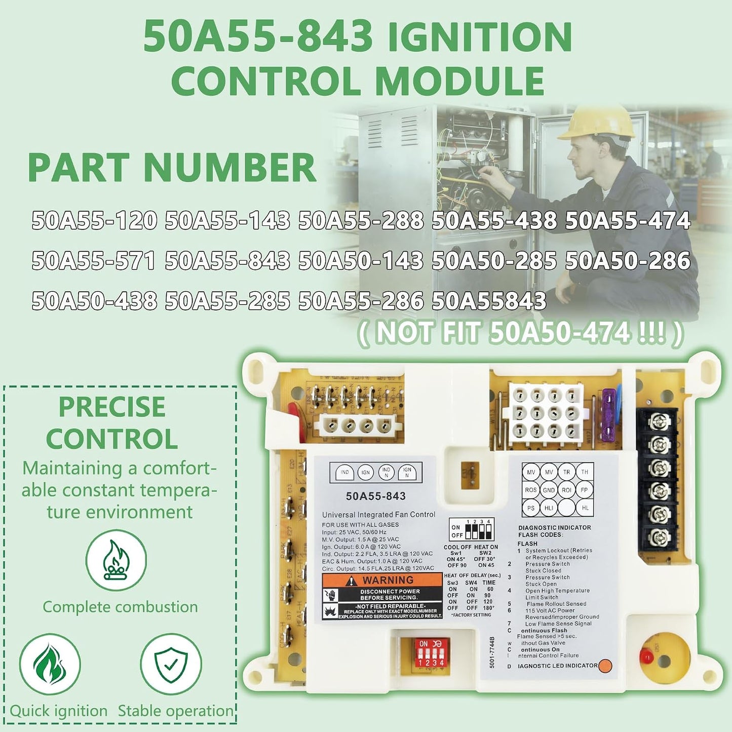 Tabla control horno 50A55-843 universal reemplaza 50A50