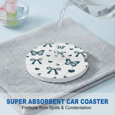 Posavasos cerámica automóvil 2.64pulg diseño mariposa negra
