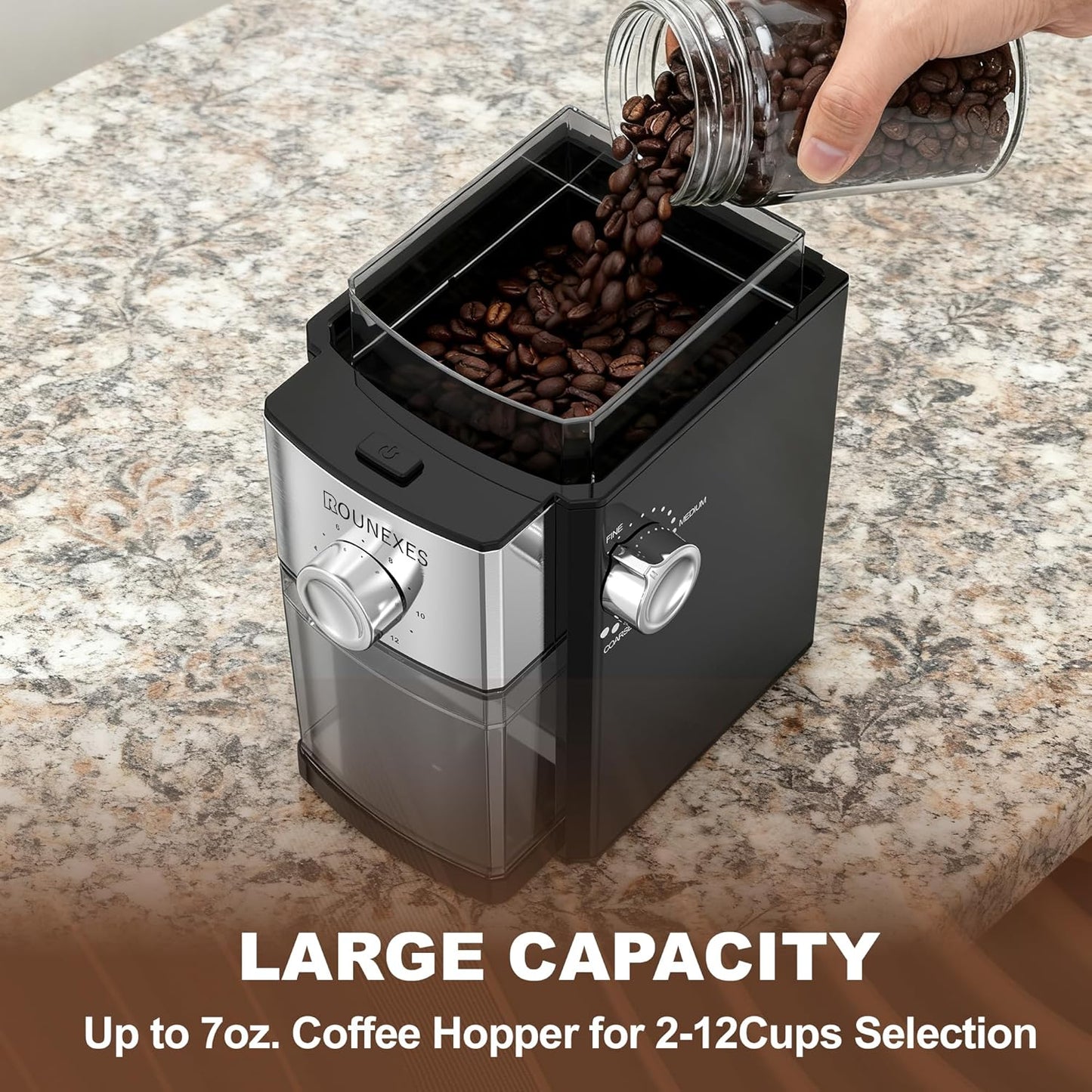Molinillo café eléctrico plano 17 ajustes tolva 7oz