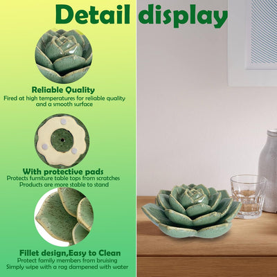 Mesa cerámica suculenta flores 3D verde