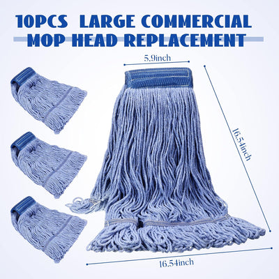 10 Cabezales Trapeador 24oz Cuerda Húmeda Algodón Resistente
