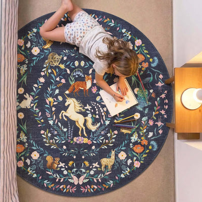 Tapete redondo 5ft unicornio suave antideslizante dormitorio aula