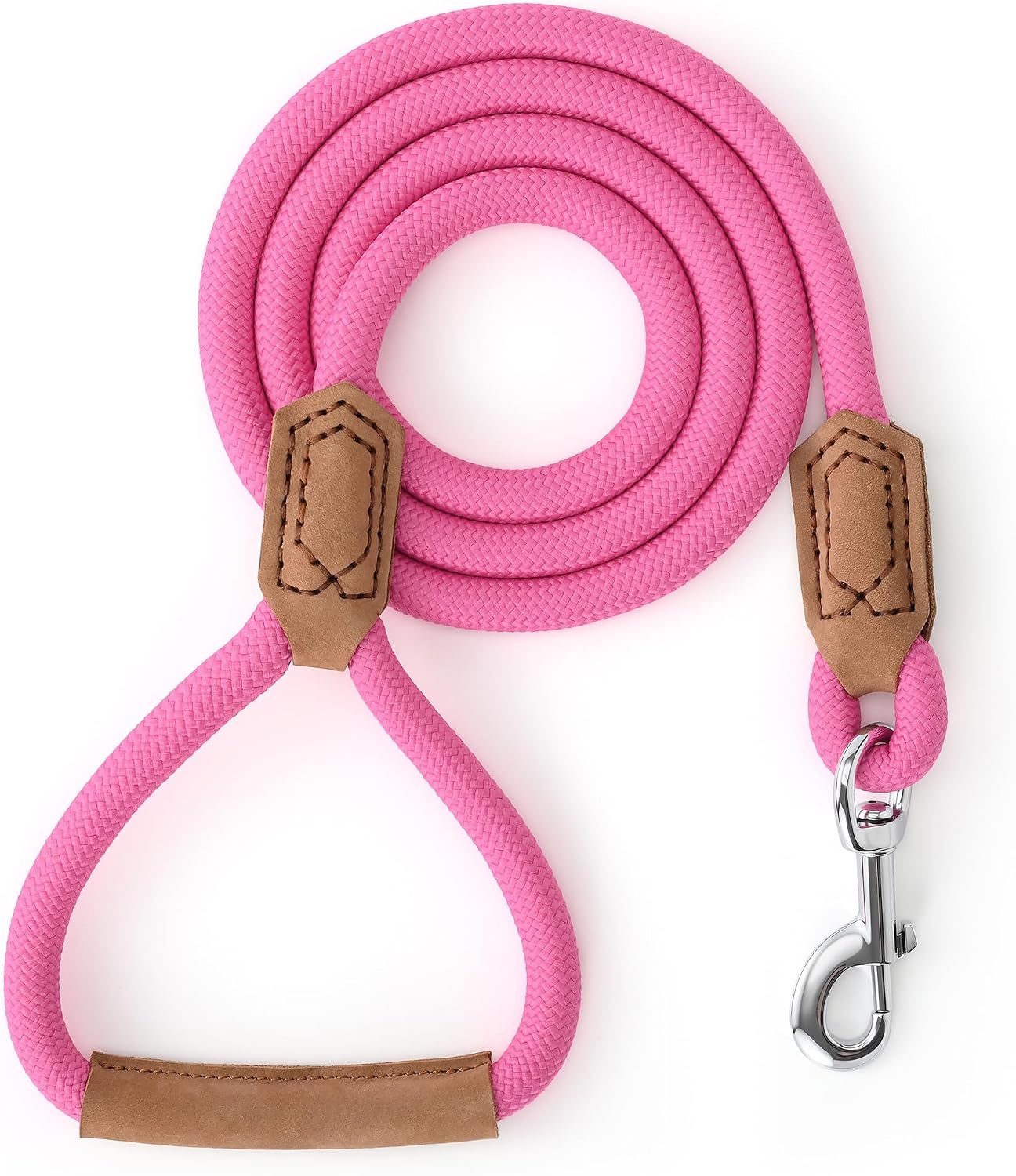 Correa cuero perro resistente 48pulg rosa intenso