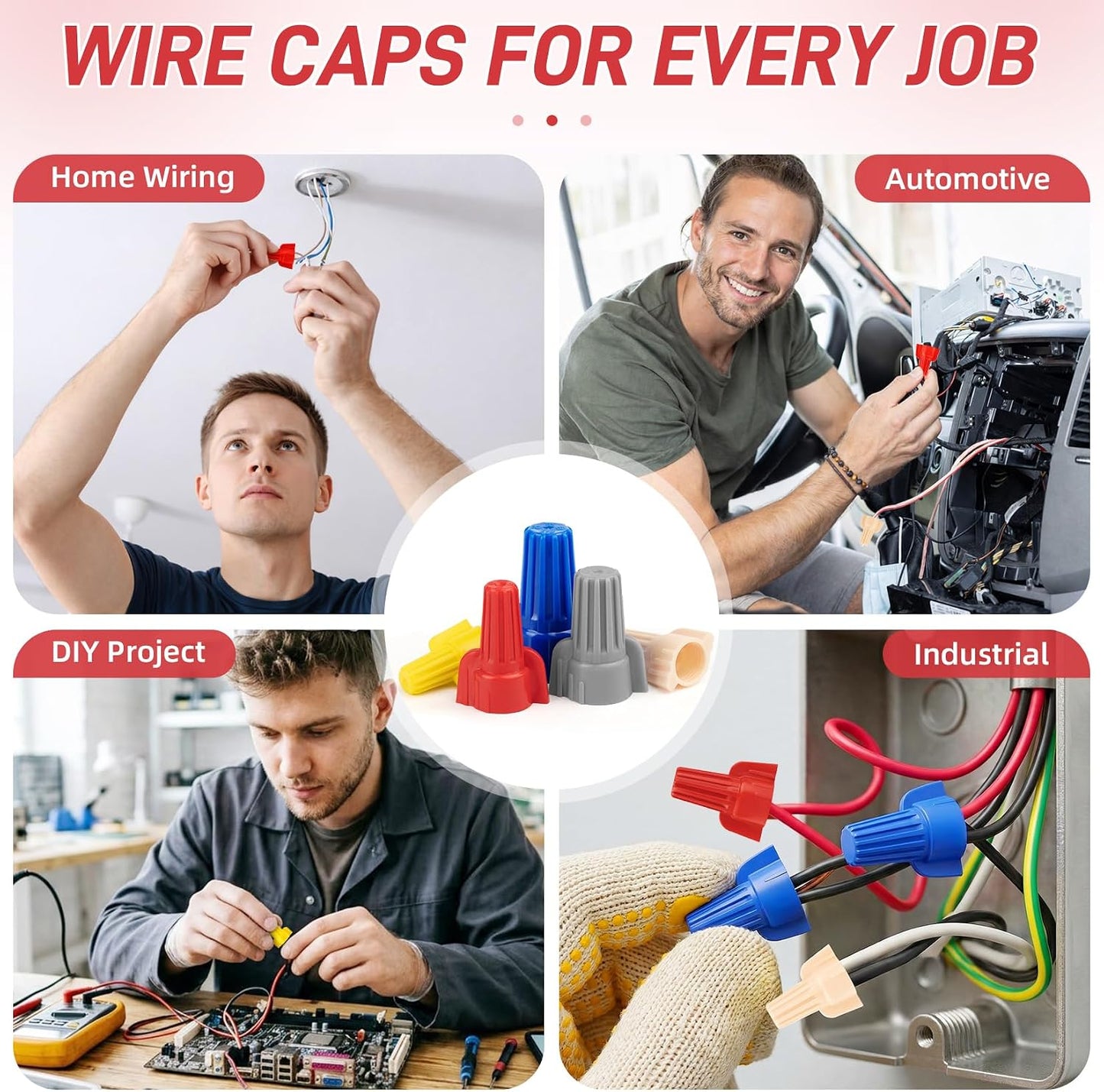 500 Conectores Cable Rojo Tuercas Aladas Aisladas