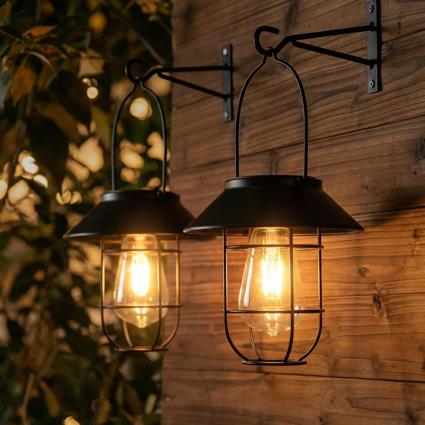Set 2 Faroles Solar Exteriores Negro