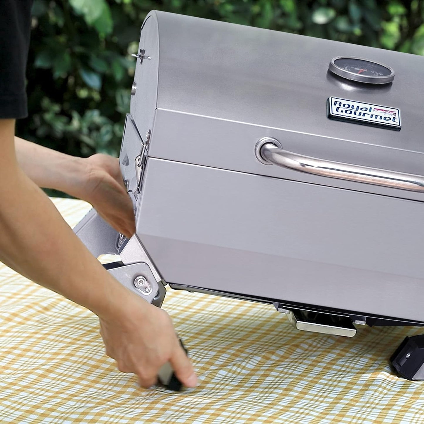 Parrilla acero inox 10000 BTU tapa plegable plateado