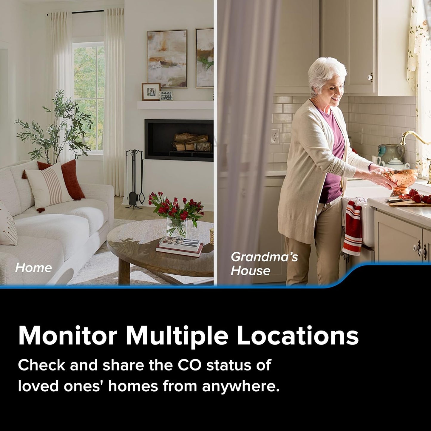 Detector CO enchufable con batería AA Wi-Fi alarma 85 dB