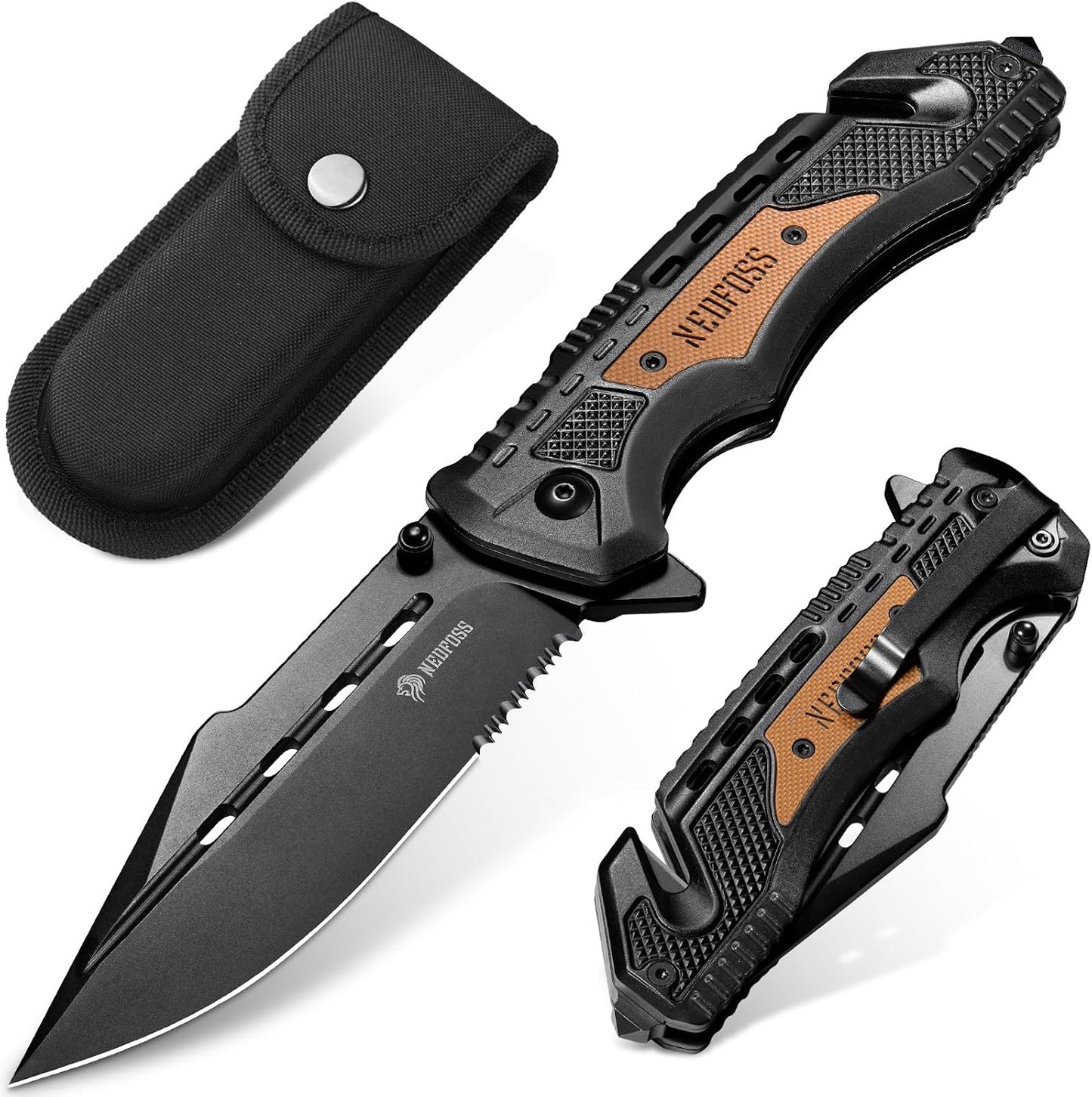 Cuchillo bolsillo 3en1 3.7pulg acero inox supervivencia