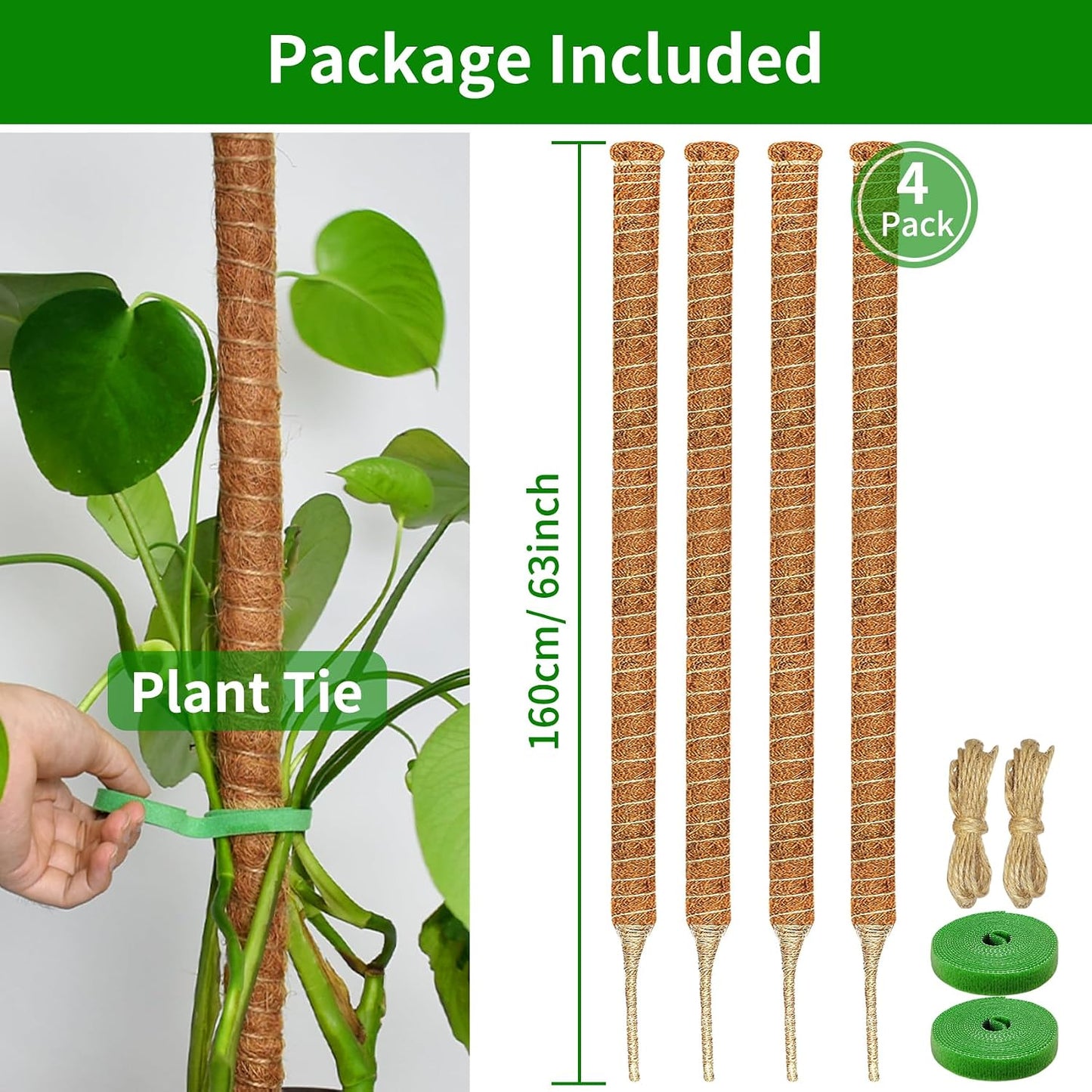 4 Postes Musgo 63pulg Soporte Plantas Trepadoras