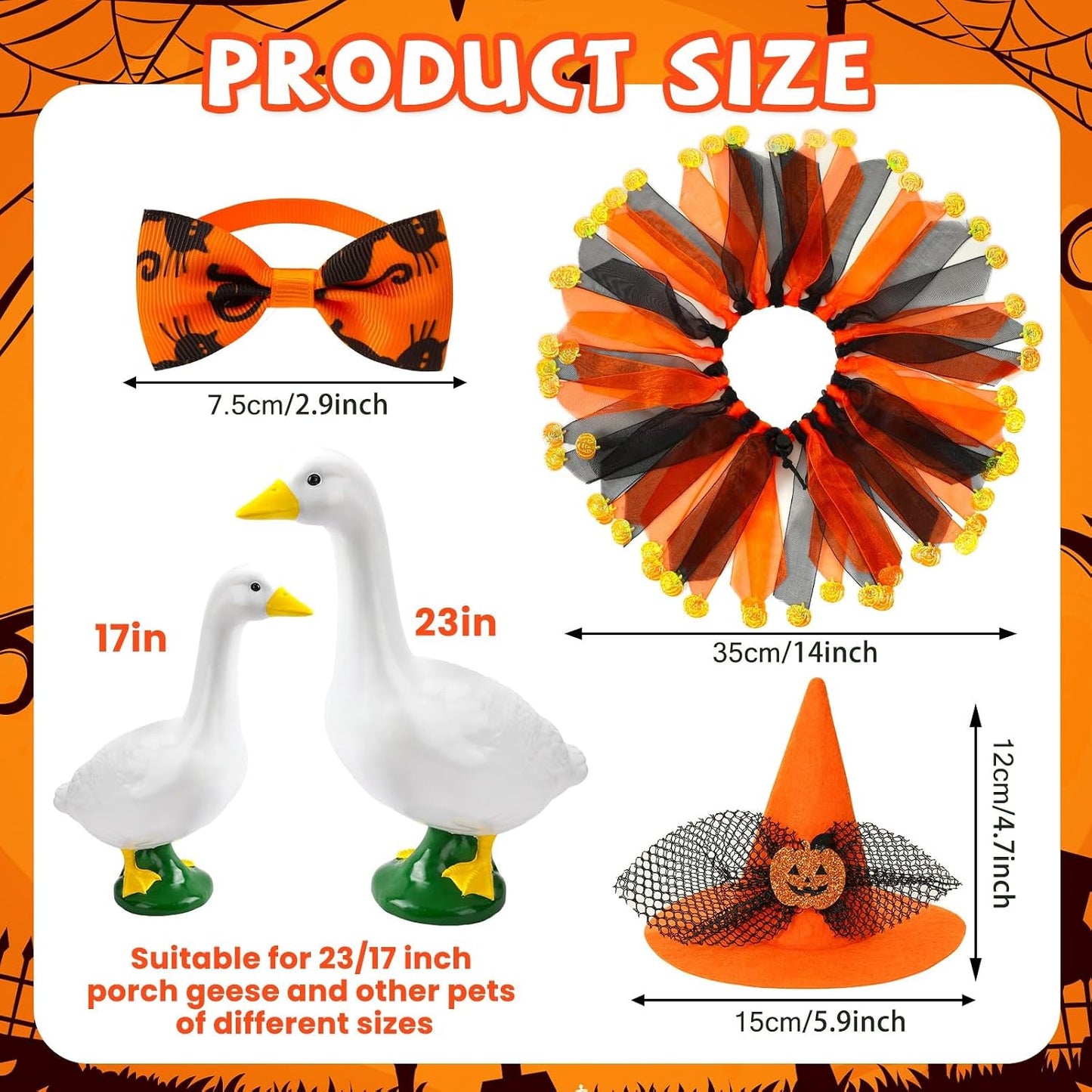 3 Pzas Disfraz Ganso Halloween Naranja para Jardín