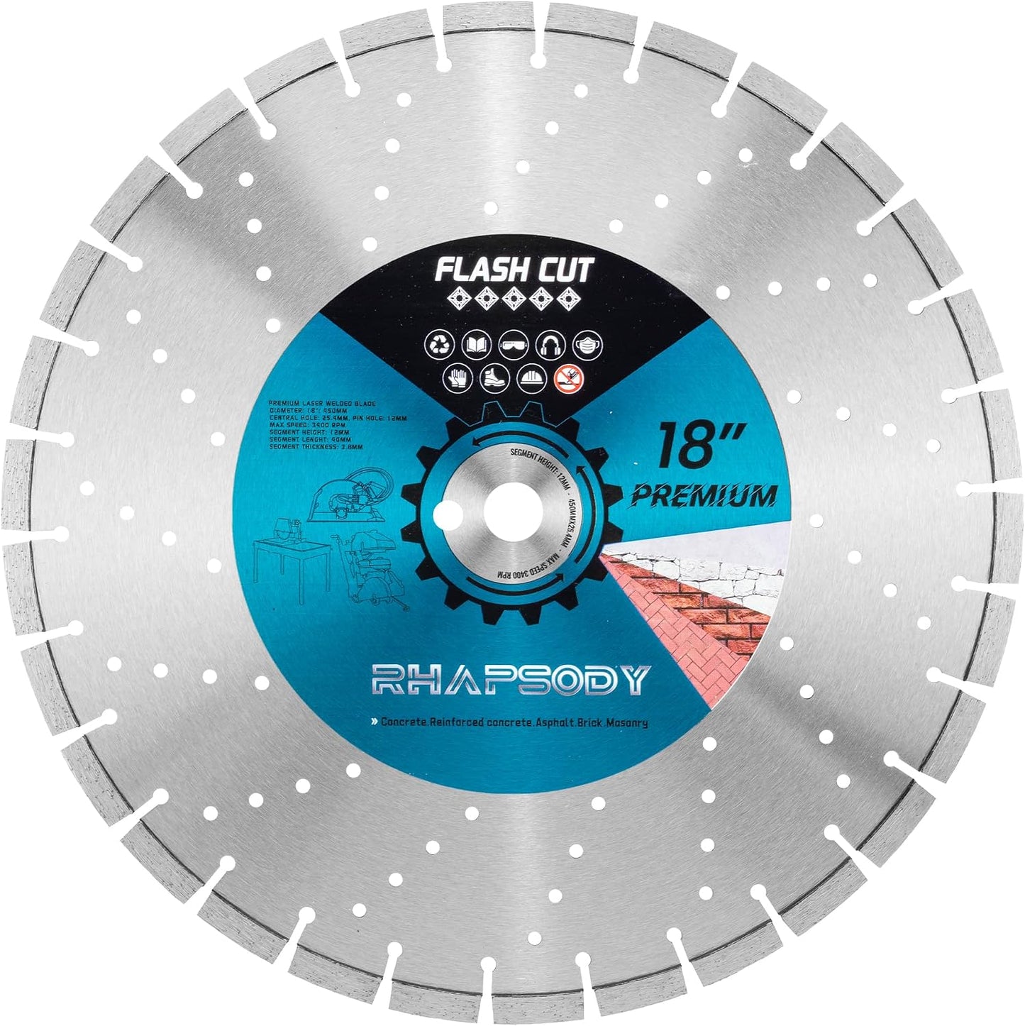 Hoja sierra diamante 18pulg corte hormigón seco/húmedo