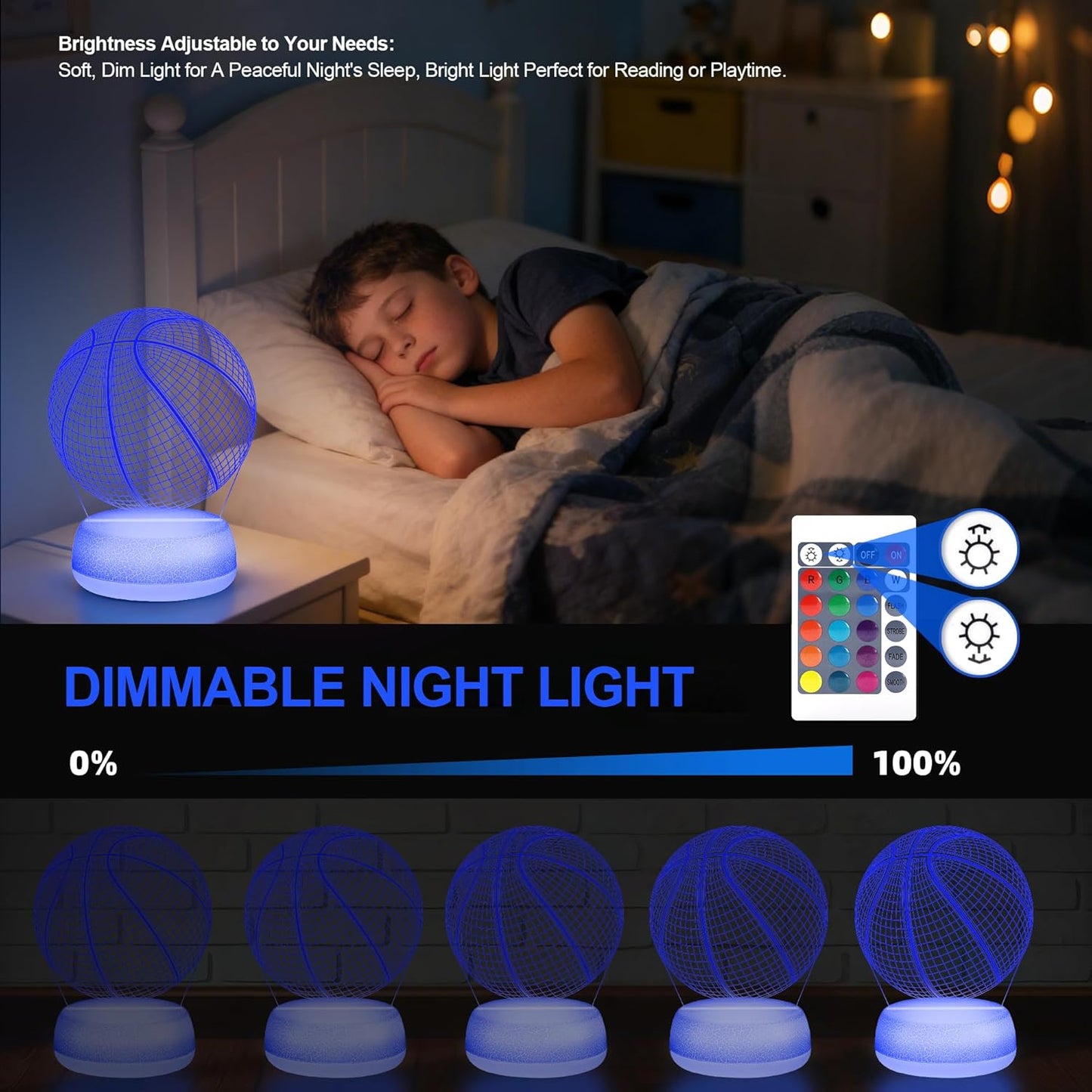 Luz nocturna bola deportiva 3D acrílico con control remoto