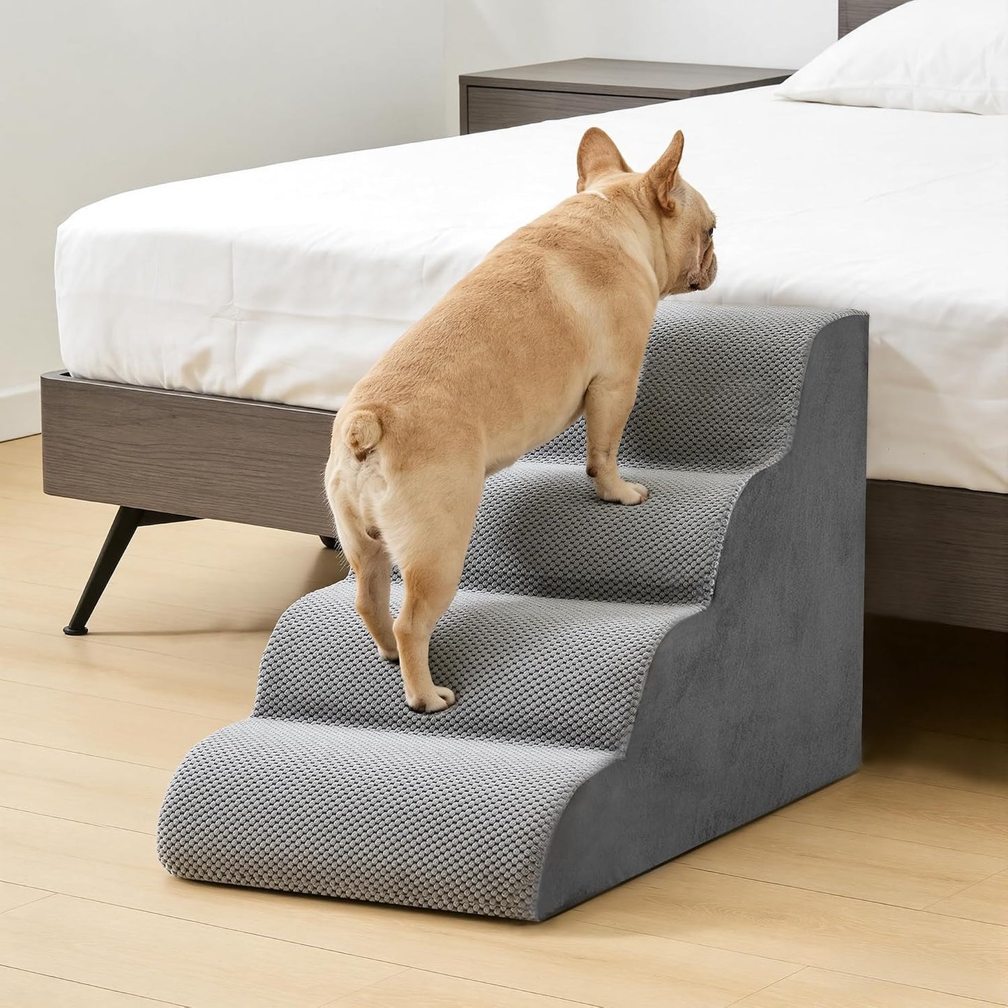 Rampa escaleras mascotas 4 escalones espuma antideslizante gris