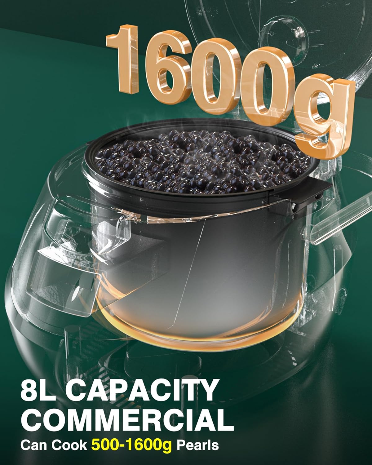 Máquina calentadora tapioca 8L 1350W para té burbuja y postres