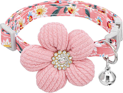 Collar perro pequeño con flor campana ajustable rosa