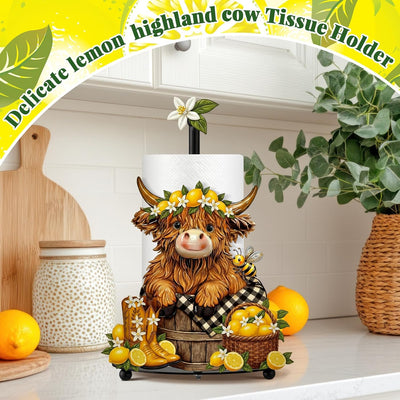 Toallero de papel vaca de limón decoración baño soporte metal amarillo