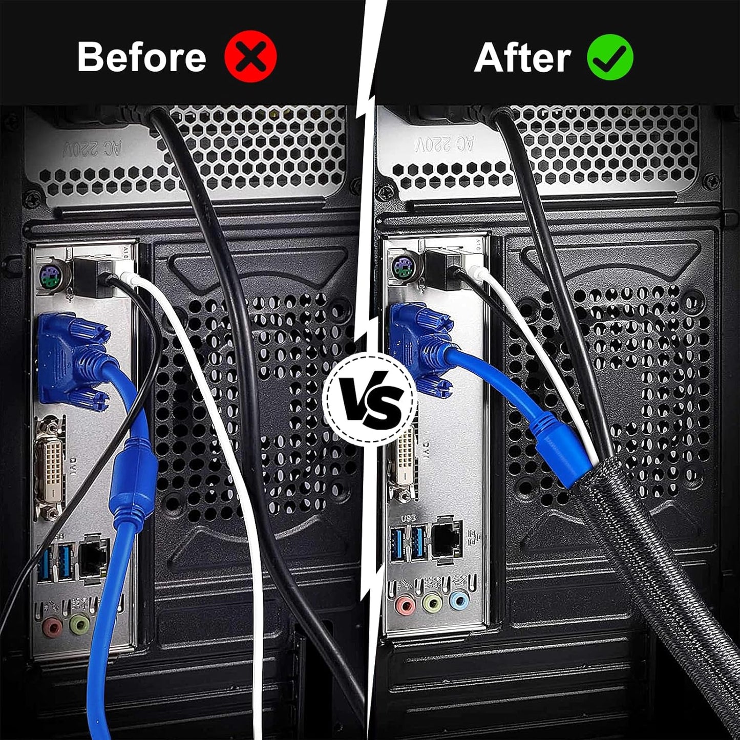 Fundas protectoras para cables 16pulg comp computadora TV USB