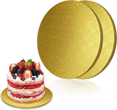 2 Tambores Tartas 10pulg Grosor 1/2pulg Dorado Cartón
