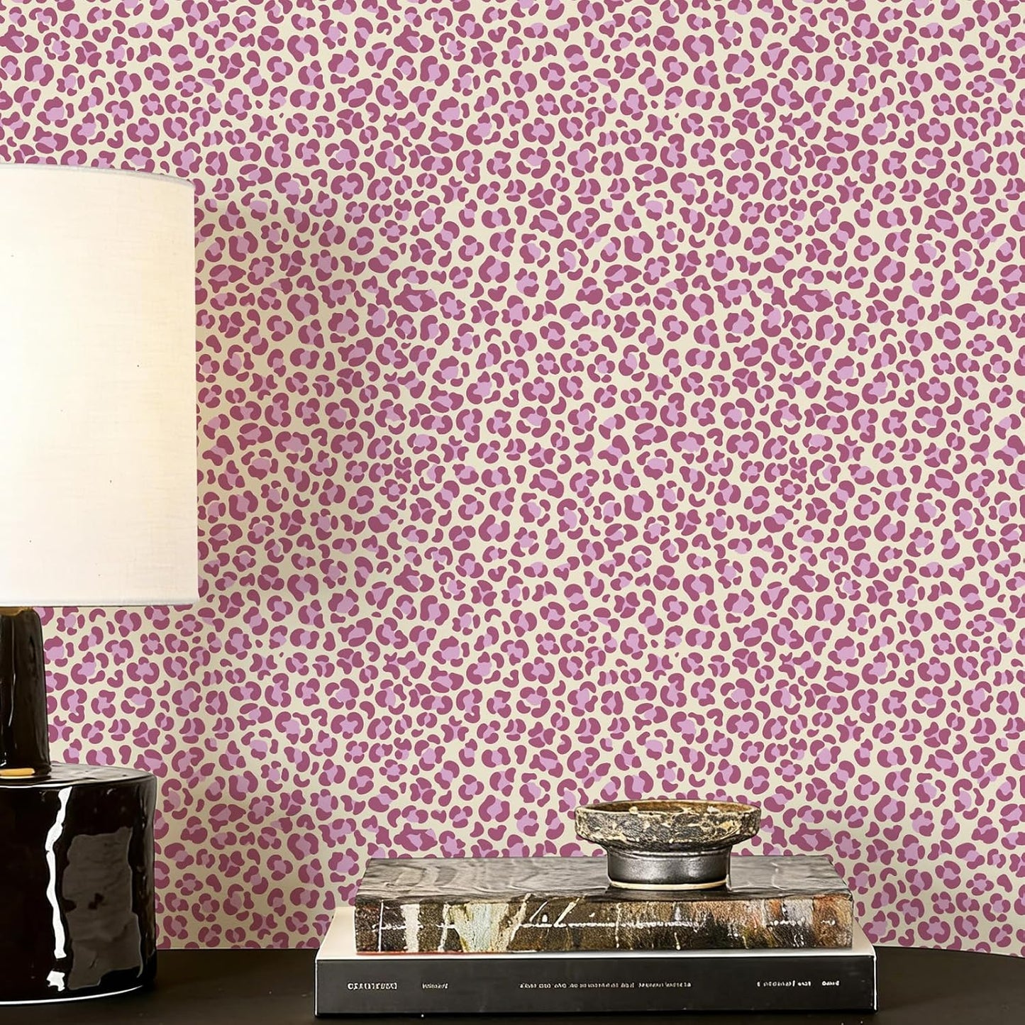 Papel tapiz autoadhesivo leopardo rosa impermeable para dormitorio