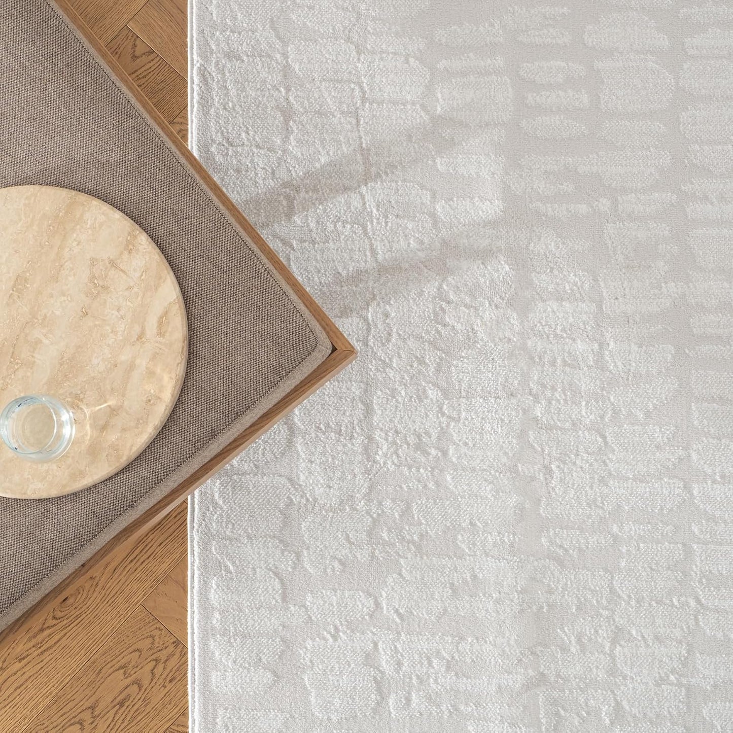 Alfombra sala dormitorio comedor 8x10ft lavable Oeko-TEX marfil
